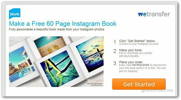 WeTransfer oferă o carte gratuită de Instagram cu 60 de pagini