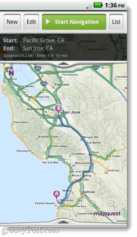 Mapquest pentru navigarea pe aplicații Android
