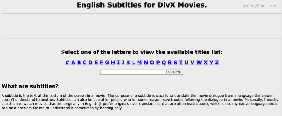 subtitrări în engleză pentru pagina de pornire a filmelor divx