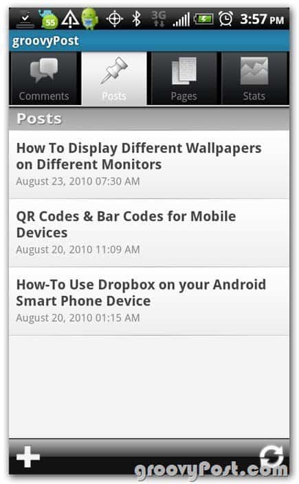 Wordpress pe Android creează postare