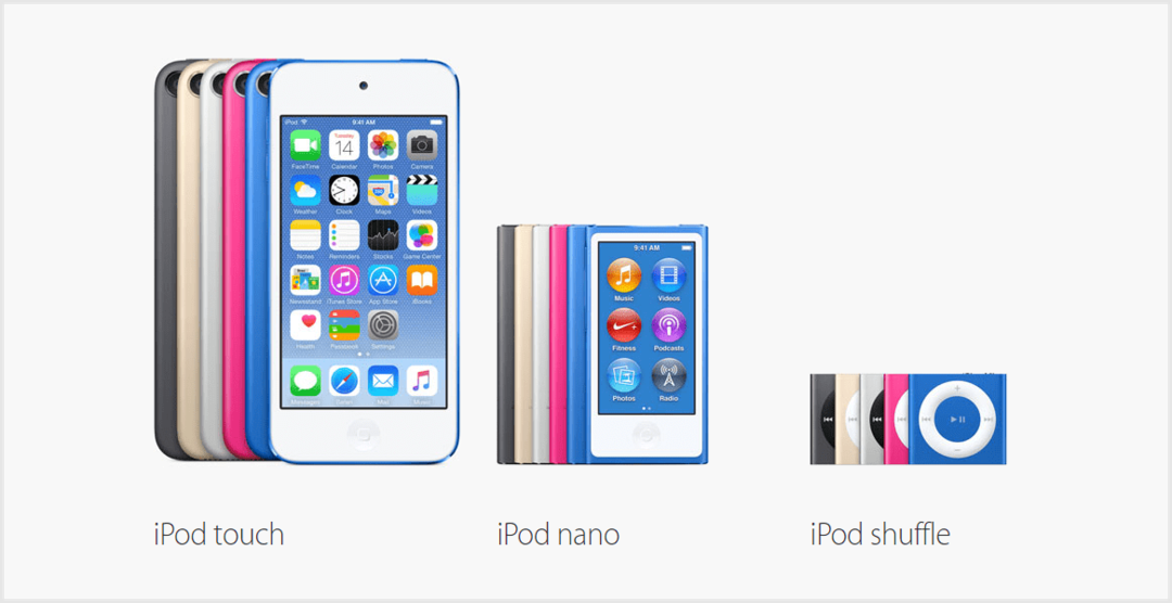 Imagine amabilitate pentru Apple ( http://www.apple.com/ipod/compare-ipod-models/)