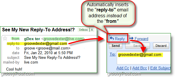 când configurați o adresă de răspuns la e-mail, trimite toate răspunsurile la adresa dvs. alternativă
