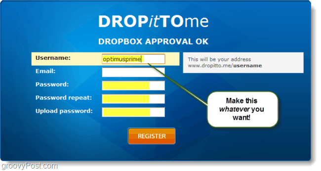 creați un url de încărcare a dropbox-ului