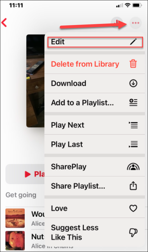 editați modificarea unei liste de redare pe muzică Apple