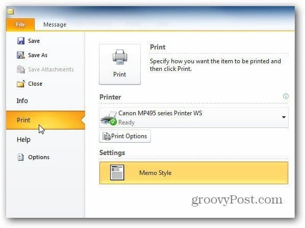 Outlook 2010: Tipăriți o singură pagină a unui mesaj