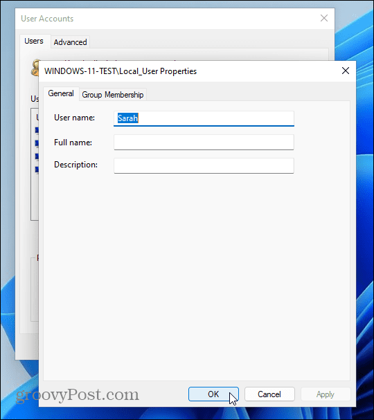 nume de utilizator netplwiz Windows 11