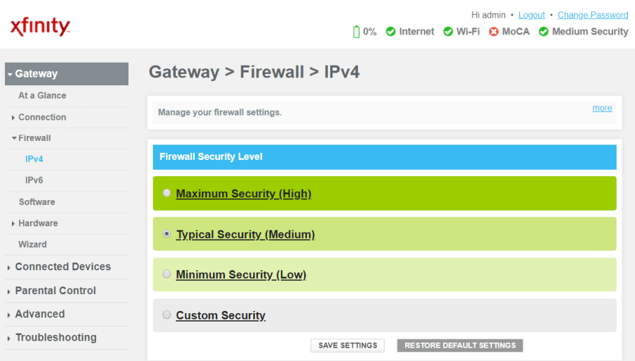 firewall de router