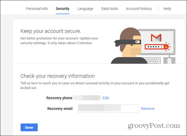 Verificare prin e-mail a telefonului asistent de securitate Google