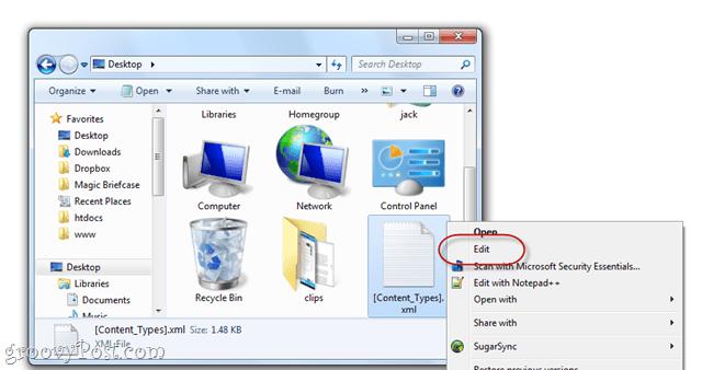 editarea fișierelor docx în Windows 7