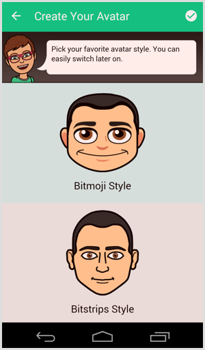 bitmoji alege stilul avatar