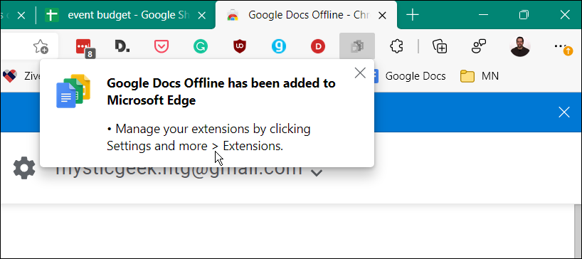 Extensie offline Google Docs