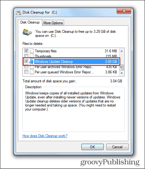 Windows 7 actualizare șterge fișiere vechi spațiu de curățare a discului ocupat