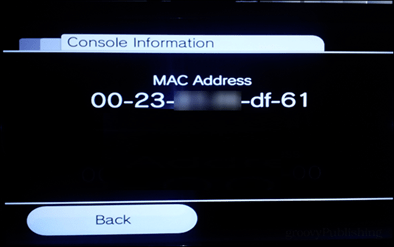 găsiți adresa Wii Mac