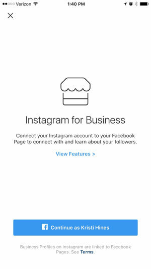 profilul de afaceri instagram conectează-te la pagina de facebook