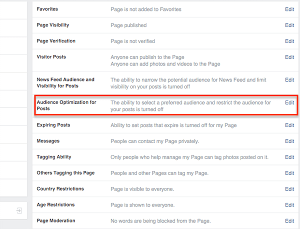 optimizarea publicului pe Facebook pentru postări