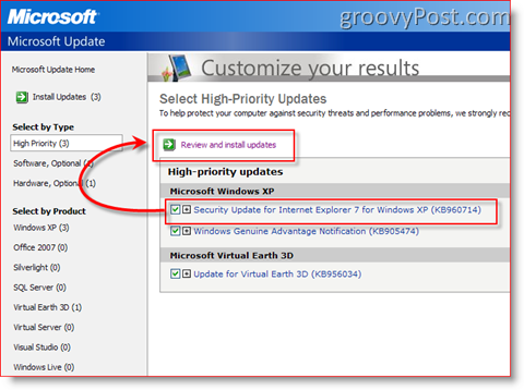 Cum să instalați actualizări folosind Microsoft Update