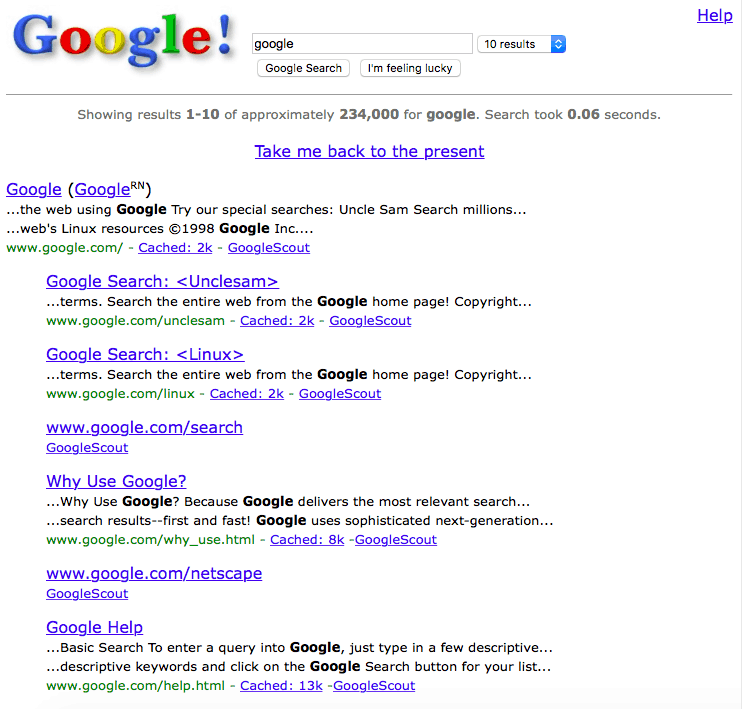 google în 1998