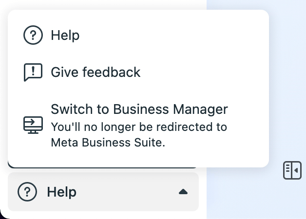 imaginea opțiunii Comutare la Business Manager din Meta Business Suite