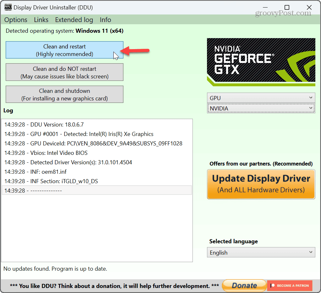 Derulați înapoi driverele NVIDIA 