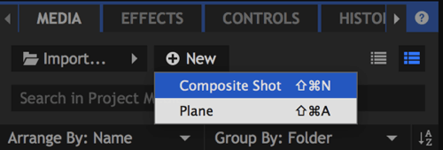 În fila Media, faceți clic pe Nou și alegeți Composite Shot.