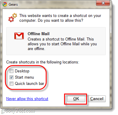 creați o comandă rapidă offline gmail