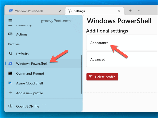 Modificarea setărilor de aspect Windows Terminal