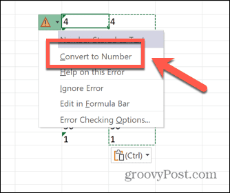 conversia excel în număr