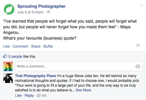 fotograf care încolțește postarea pe facebook