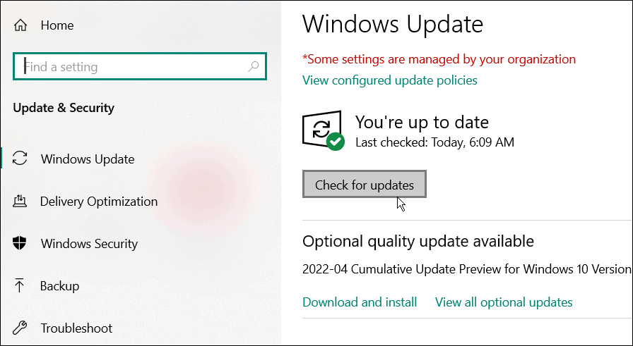 verificați actualizările Windows 10