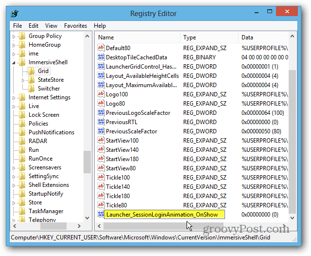 Windows 8 Registrul de valoare DWORD