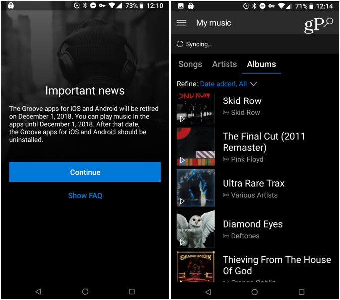 Aplicație pentru muzică Groove Android