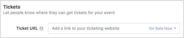 Utilizați opțiunea Bilet pentru a vă conecta la pagina de vânzare a biletelor Eventbrite