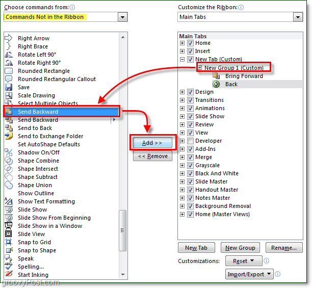 adăugați comenzi la panglică în Office 2010