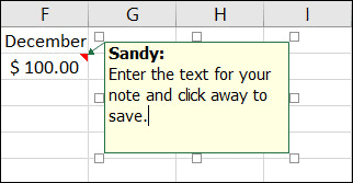 Adăugați o notă în Excel