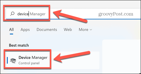 Căutare manager de dispozitive Windows