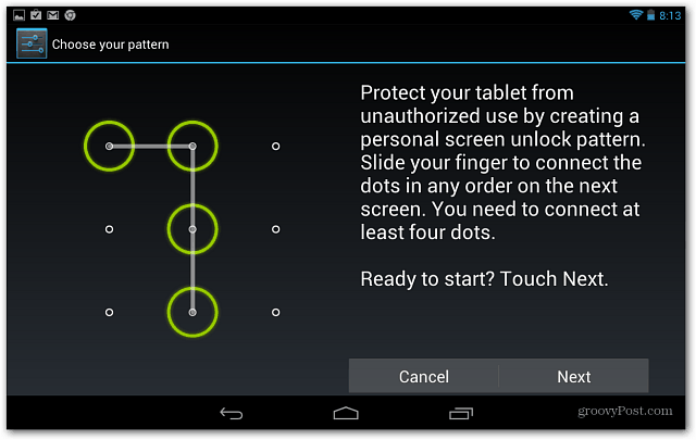 Setați o blocare a ecranului pe tableta Google Nexus 7