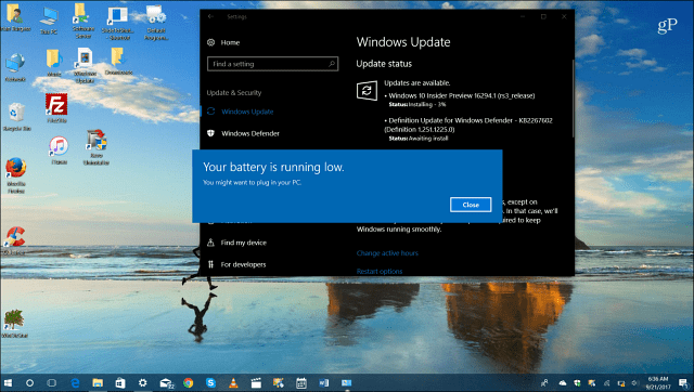 Rezervați Windows 10 la nivelul bateriei 10