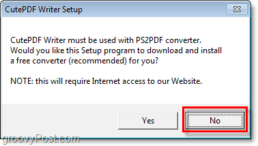 evitați instalarea PS2PDF în Windows 7