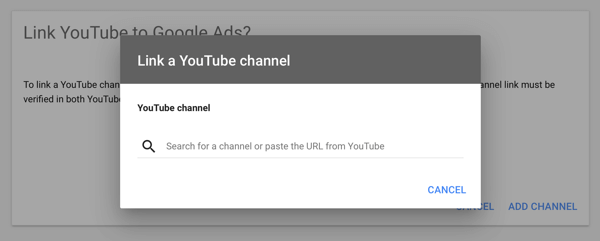 Cum să configurați o campanie publicitară YouTube, pasul 2, să configurați publicitatea YouTube, să conectați un canal YouTube