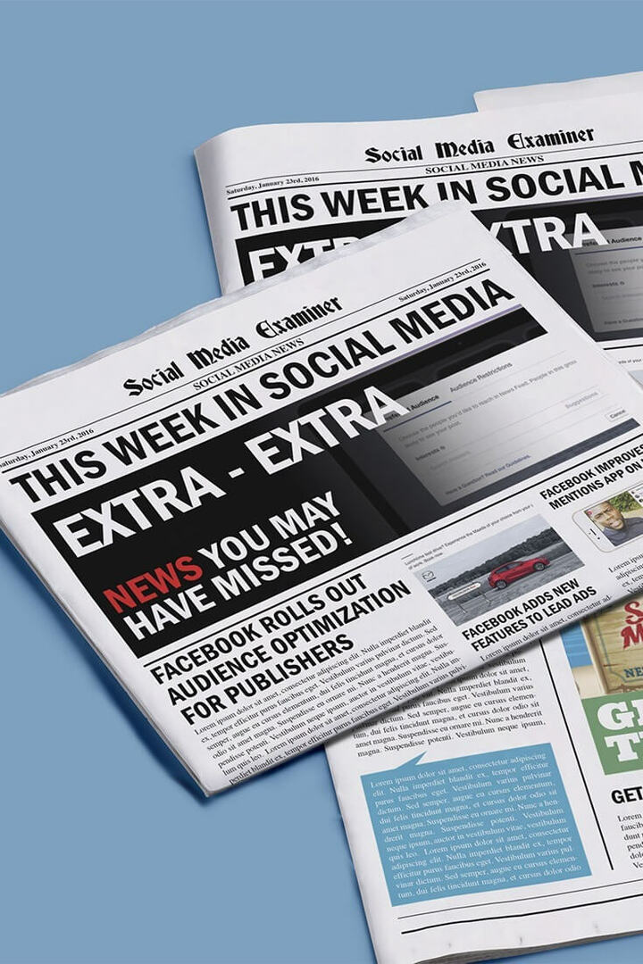 Optimizarea publicului Facebook pentru editori: Săptămâna aceasta în rețelele sociale: examinatorul rețelelor sociale