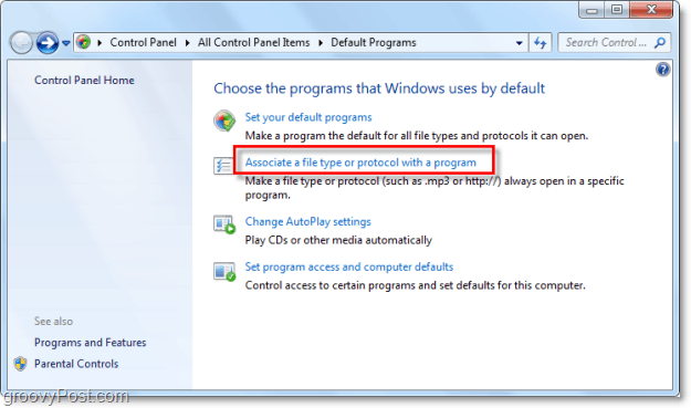 schimbarea asociațiilor de fișiere în Windows 7