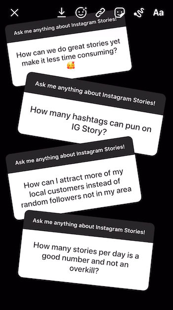 adăugați mai multe răspunsuri cu autocolante la întrebări la imaginea povestirii Instagram