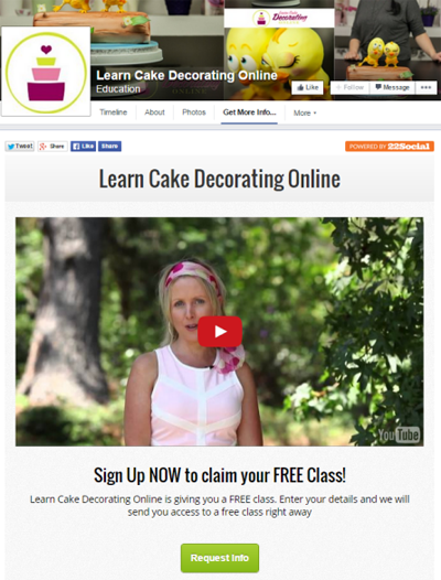 învățați decorarea tortului aplicației online Facebook