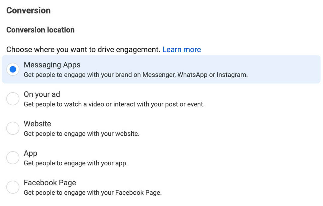 cum-se-promovați-butoanele-de-acțiune-cu-conținut-instagram-plătit-creați-un-anunț-pentru-promovarea-un-buton-de-acțiune-locația-de-conversie-alegeți-aplicații-de-mesajare-exemplu-15