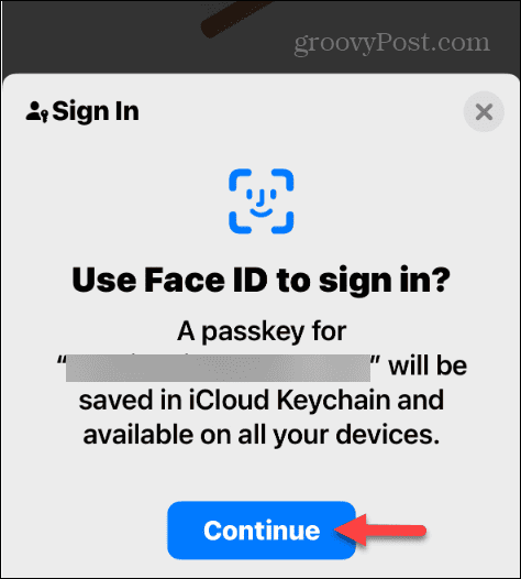 continuați să utilizați conectarea Face ID cu cheile de acces