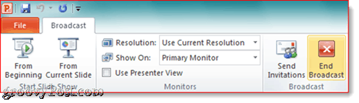 Prezentare diapozitivă de difuzare în direct PowerPoint 2010