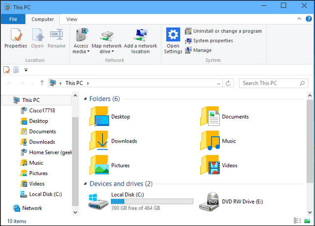Faceți ca Windows 10 File Explorer să fie întotdeauna deschis pe acest computer