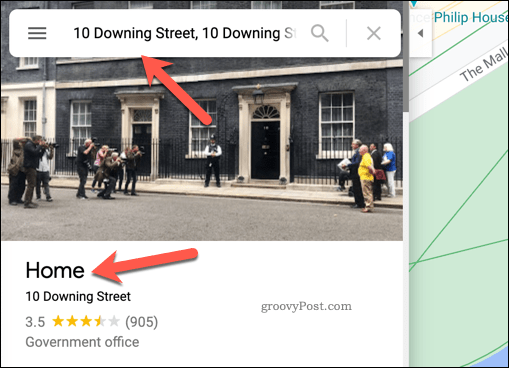 Exemplu de adresă de domiciliu în Google Maps
