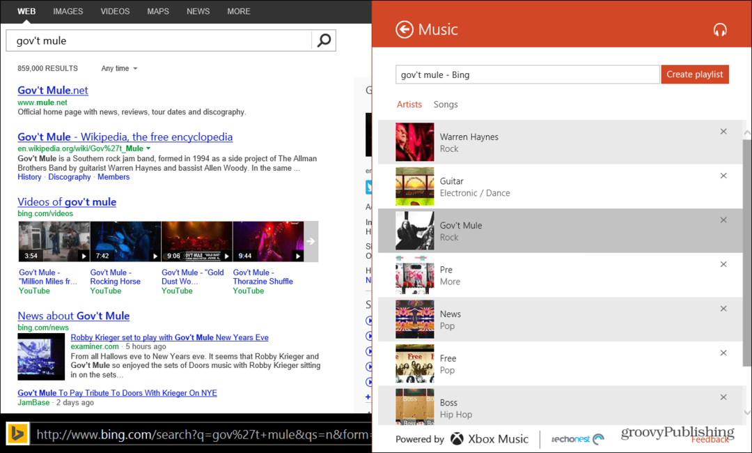 Utilizați Bing pentru a crea playlisturi de muzică Xbox în Windows 8.1