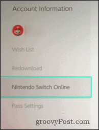 Informații despre contul de comutare Nintendo